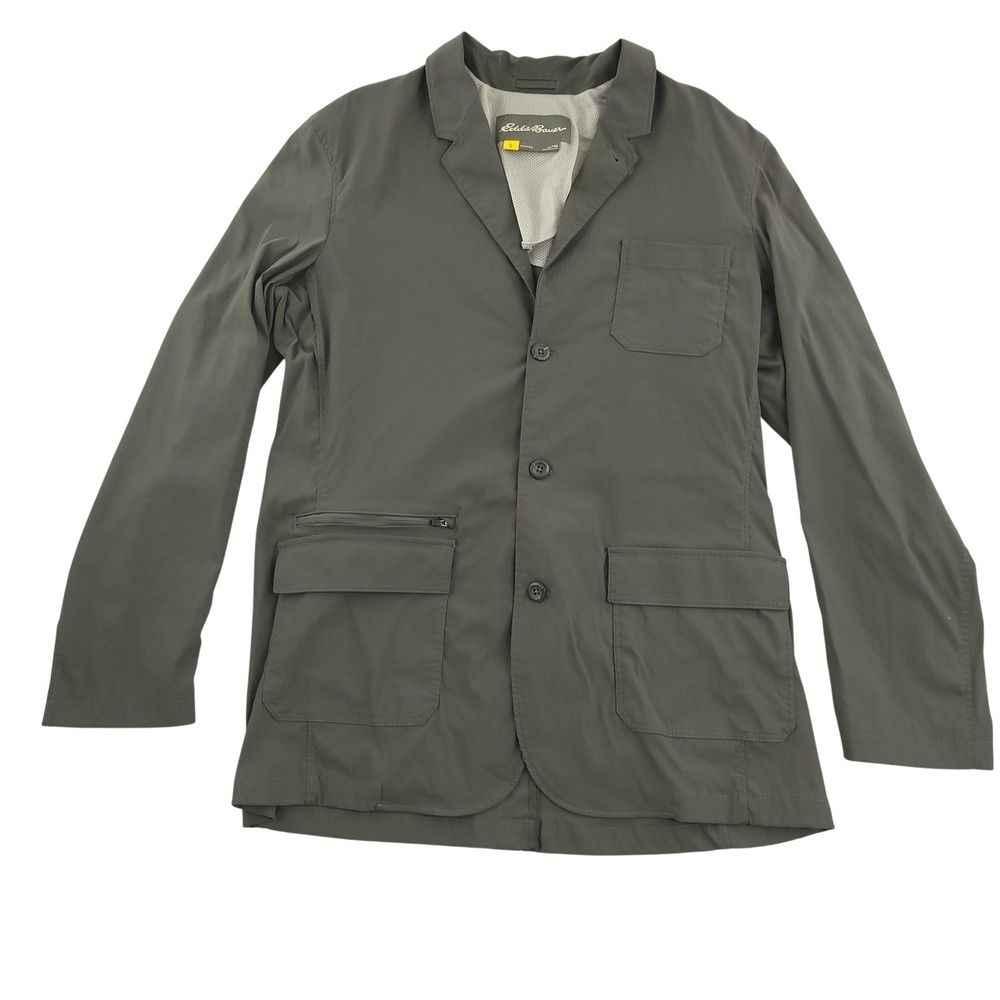 Eddie Bauer Travex Blazer Mens 46 Gray Nylon Stretch Travel Sport Coat Jacket